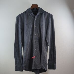 Boss Men's Black and Gray Slim Fit Casual Shirt